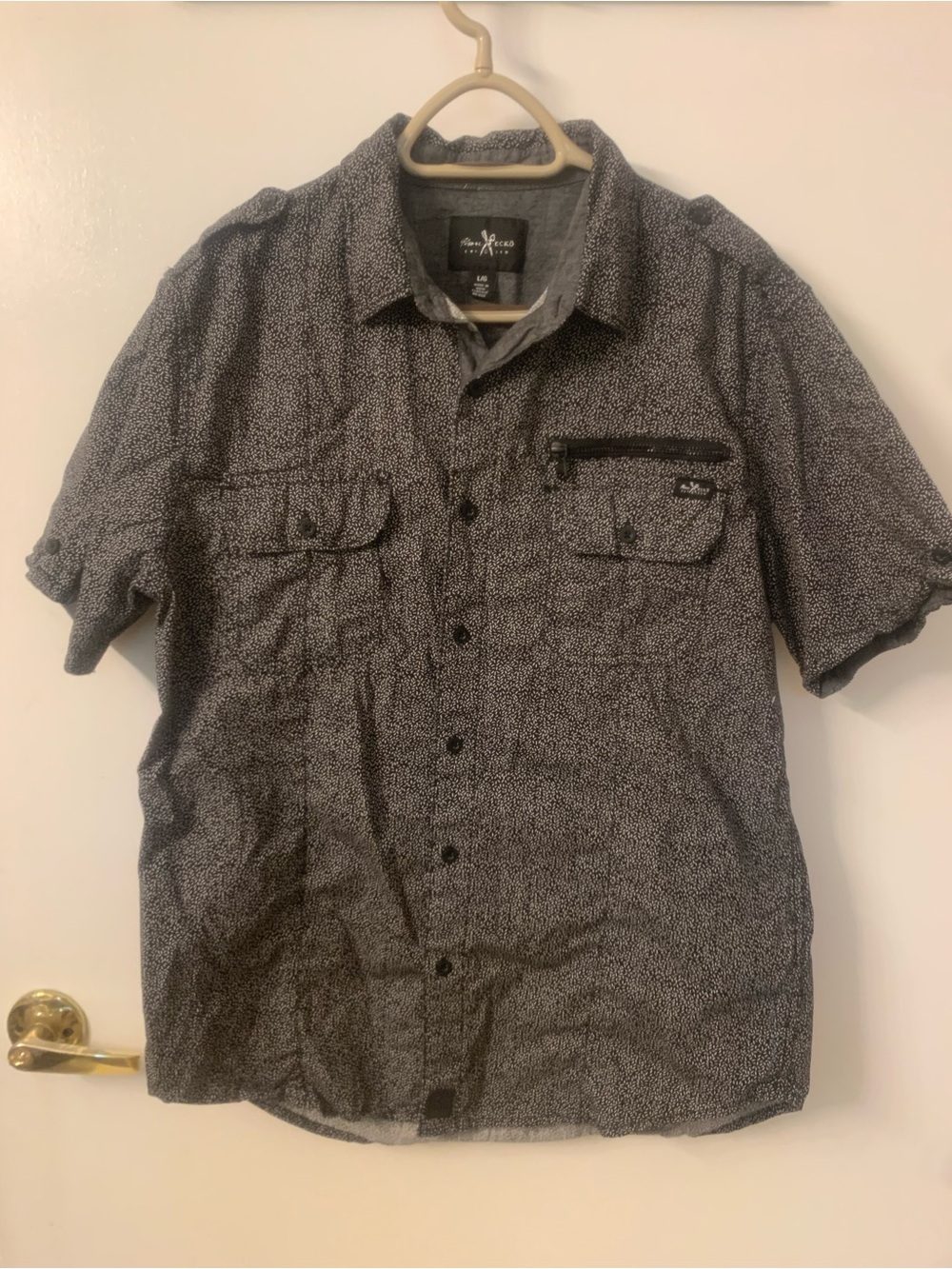 Marc Ecko Short-Sleeve Button-Down Shirt in Charcoal Speckle